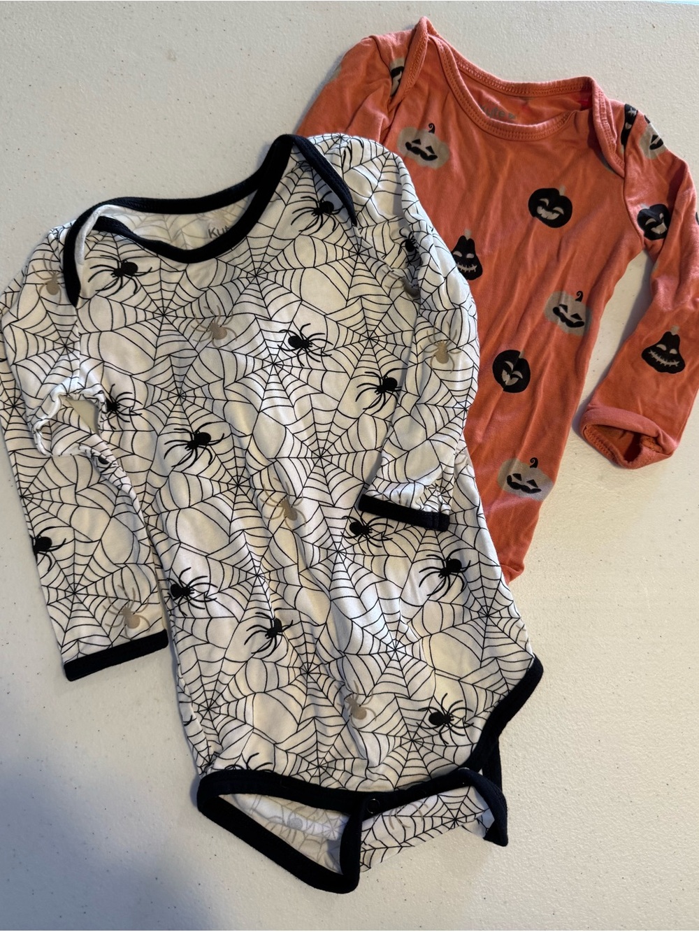 Kyte Baby bamboo Long Sleeve Bodysuits Spiders & Pumpkins Halloween Print 18-24